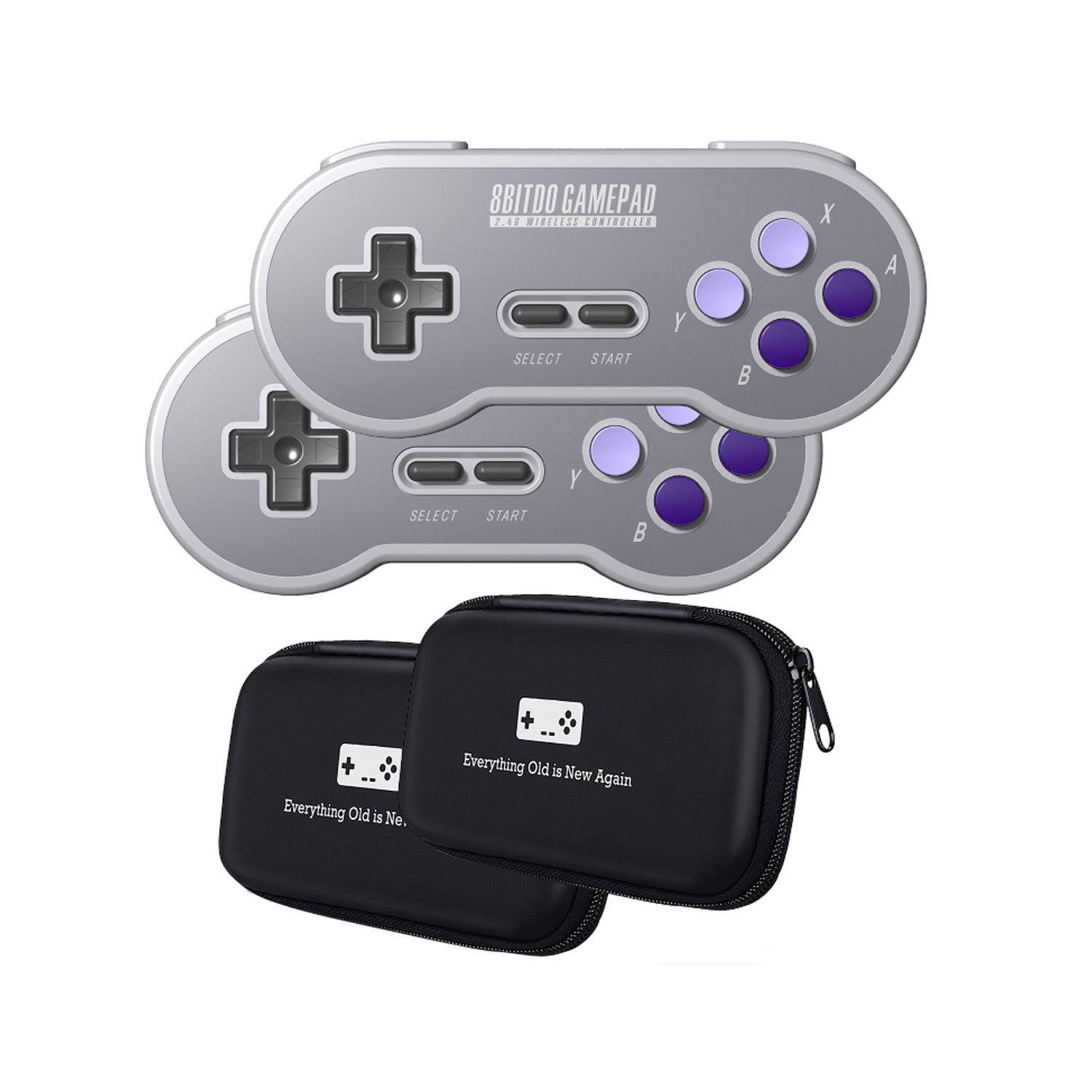 8BitDo SN30 2.4G Wireless Controller Double-Pack Bundle With Bonus Carrying Cases - NES, SNES, SFC Classic Edition