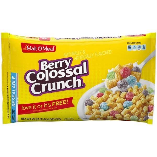 Malt O Meal Berry Colossal Crunch Sweetened Corn and Oat Cereal - 26oz