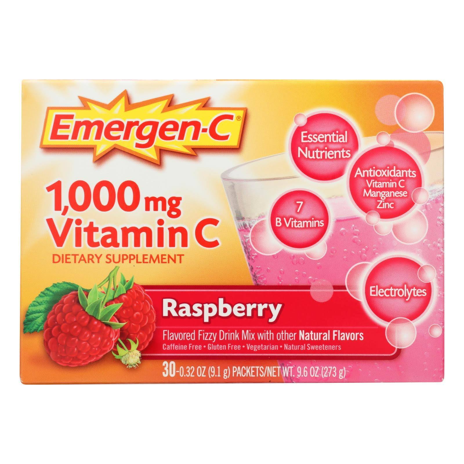 Emergen-C Flavored Fizzy Drink Mix Vitamin C - Raspberry, 30pk, 1000mg