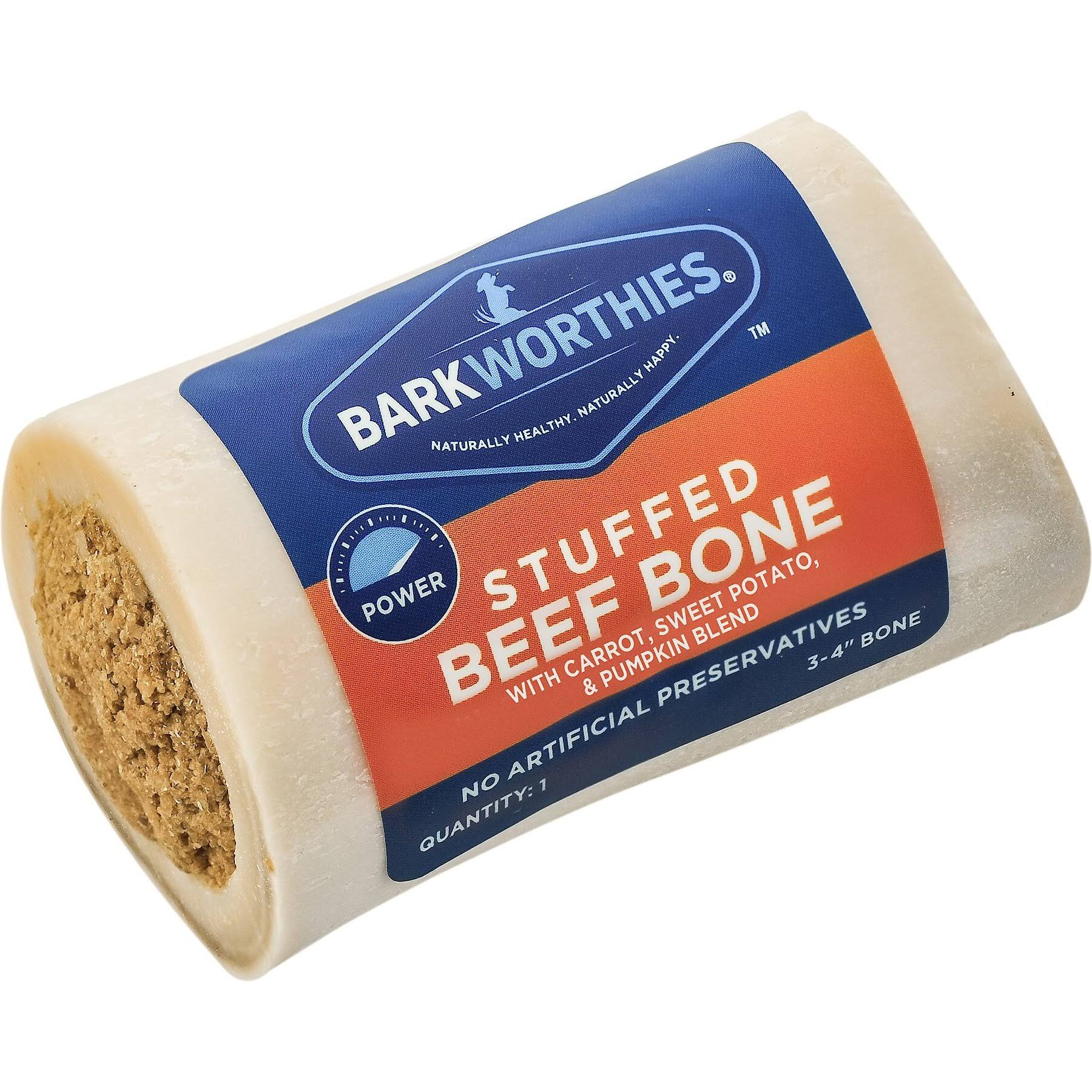 Barkworthies Stuffed Beef Shin Bone Dog Treat - Pumpkin, Sweet Potato, & Carrot - 3-4" Length