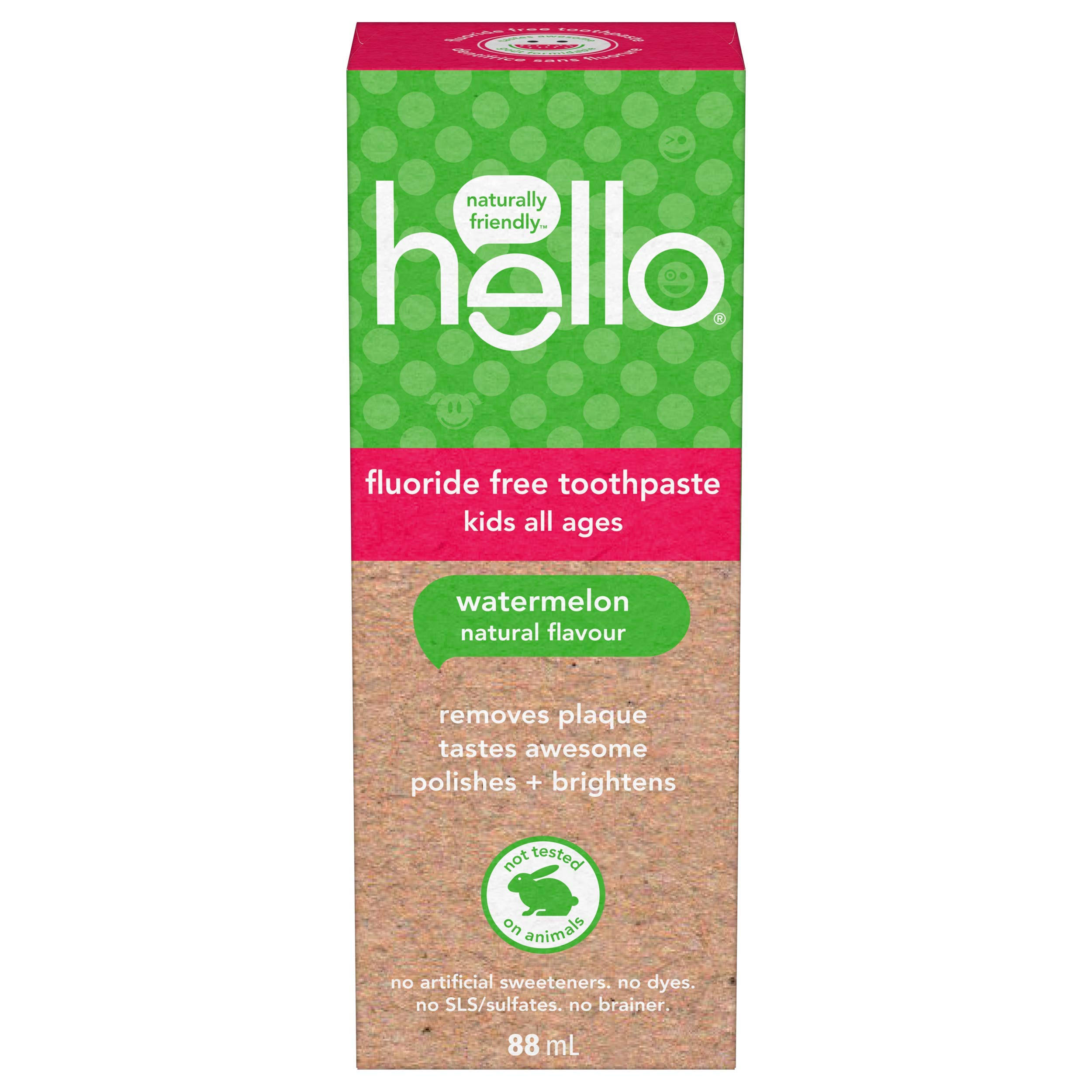 Hello Watermelon All Ages Kids Fluoride Free Toothpaste - 88 Ml