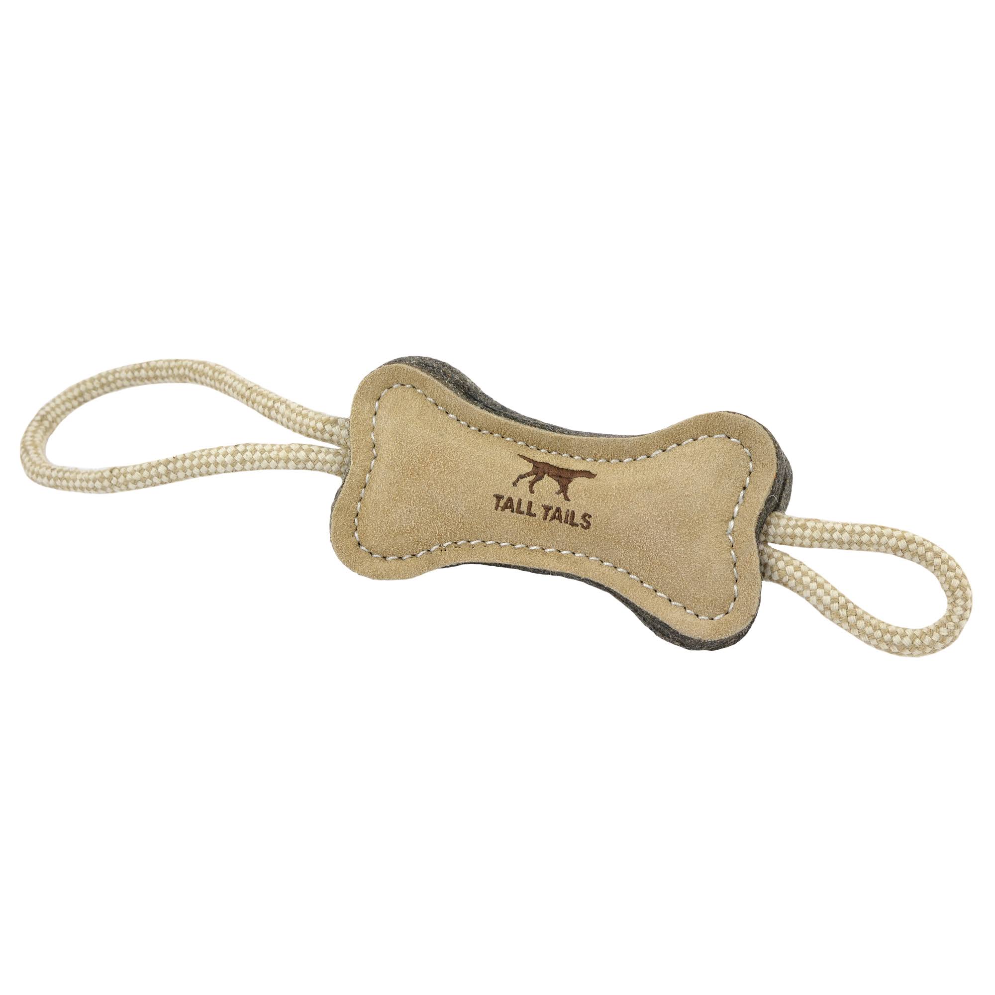 Tall Tails Natural Leather Bone Tug Dog Toy, 12-In.