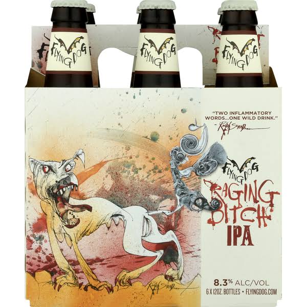 Flying Dog Beer, IPA, Raging Bitch - 6 pack, 12 oz bottles