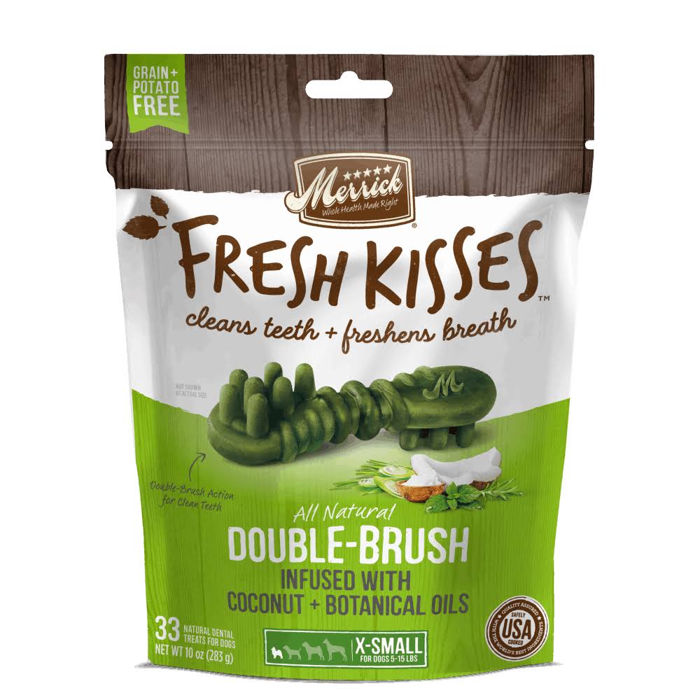 Merrick Fresh Kisses Double Brush Dental Dog Treats - 10oz