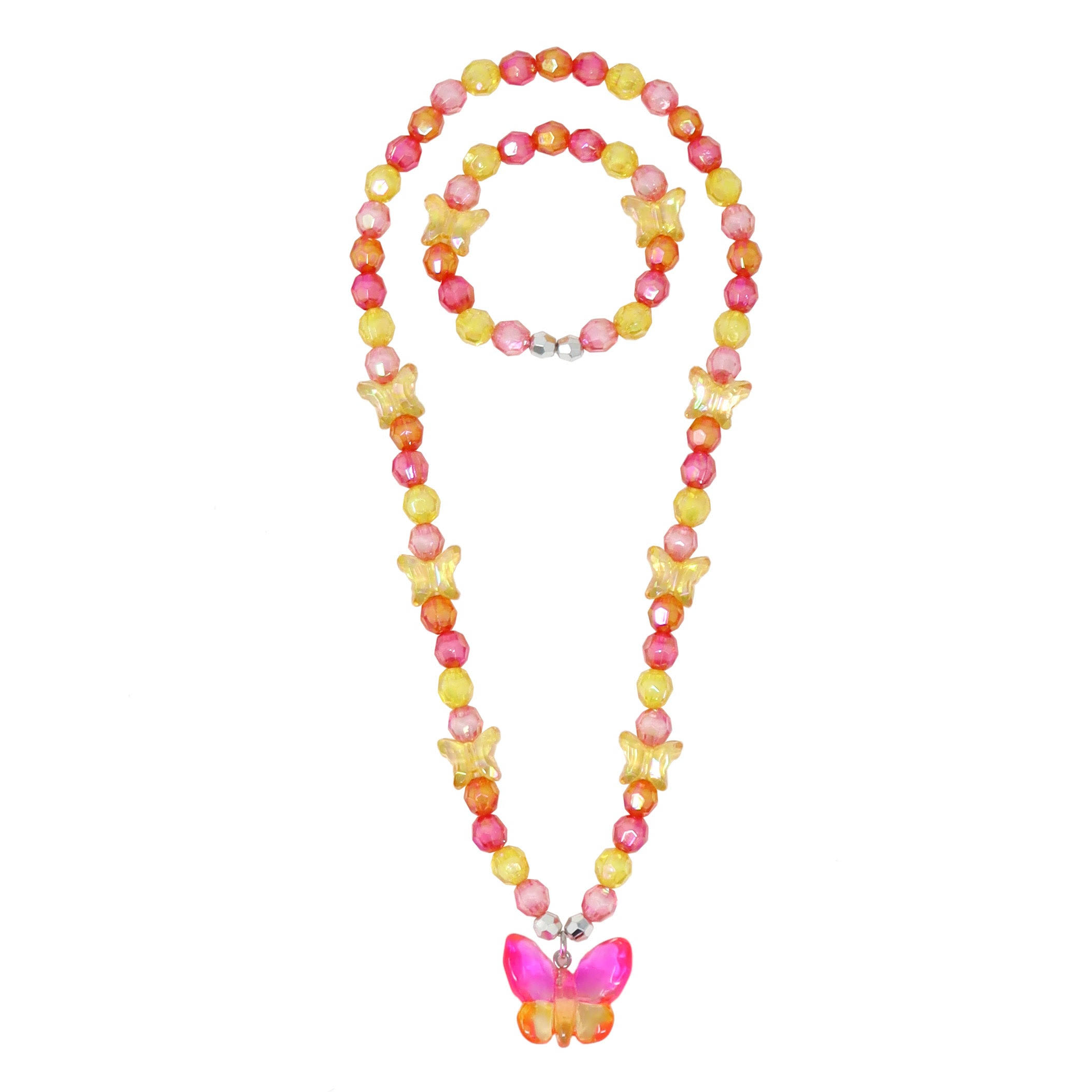 Pink Poppy Rainbow Butterfly Necklace & Bracelet Set Assorted One Size
