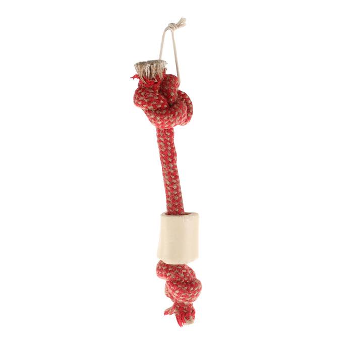 Aussie Naturals Bony Choy Dog Toys - Small, Red/Off-White