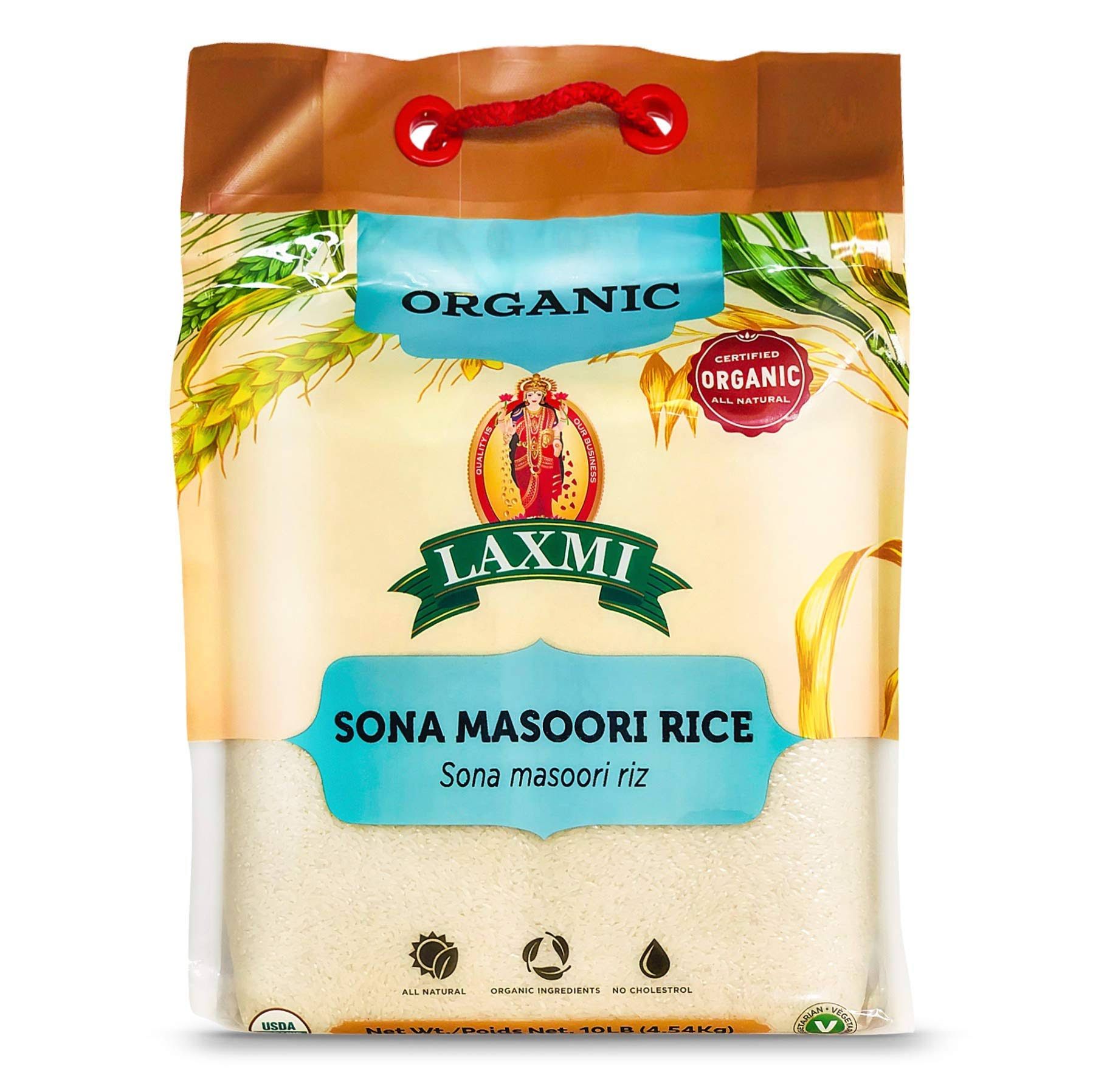 Laxmi Organic Sona Masoori Rice, 10lbs
