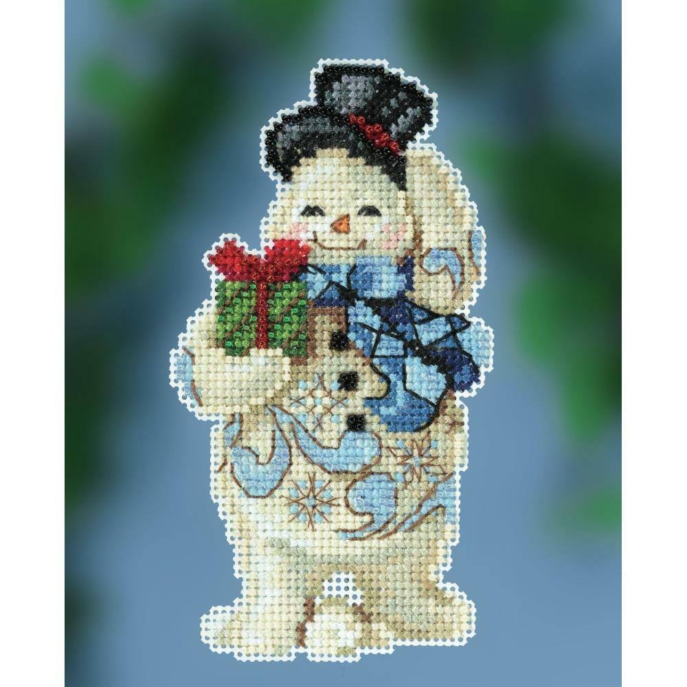 Gift Giving Snowman Cross Stitch and Beading Kit by Mill Hill
