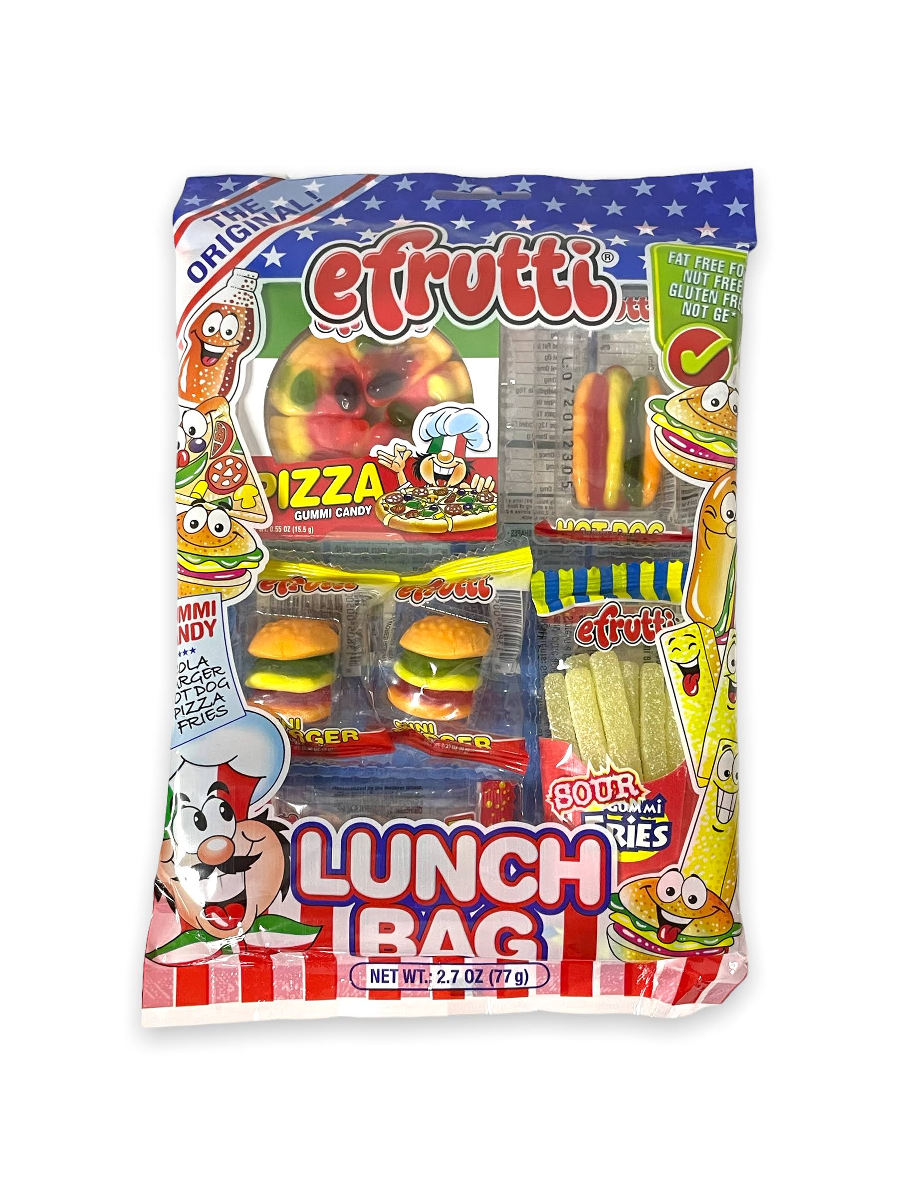 E-Frutti Gummi Candy Lunch Bags - Gummy Burgers, Hot dogs, Fries, Cola