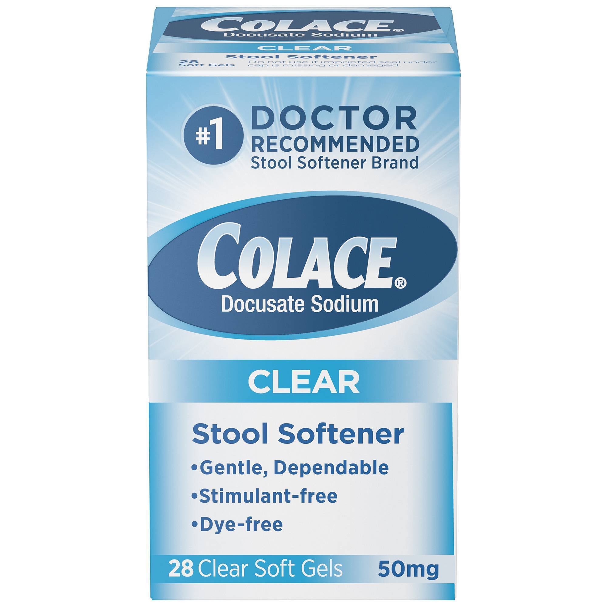 Colace Stool Softener, 50 mg, Clear Soft Gels - 28 soft gels