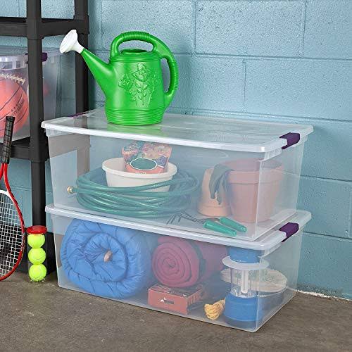 Sterilite Clearview Latch Storage Tote - Clear with Purple, 110qt