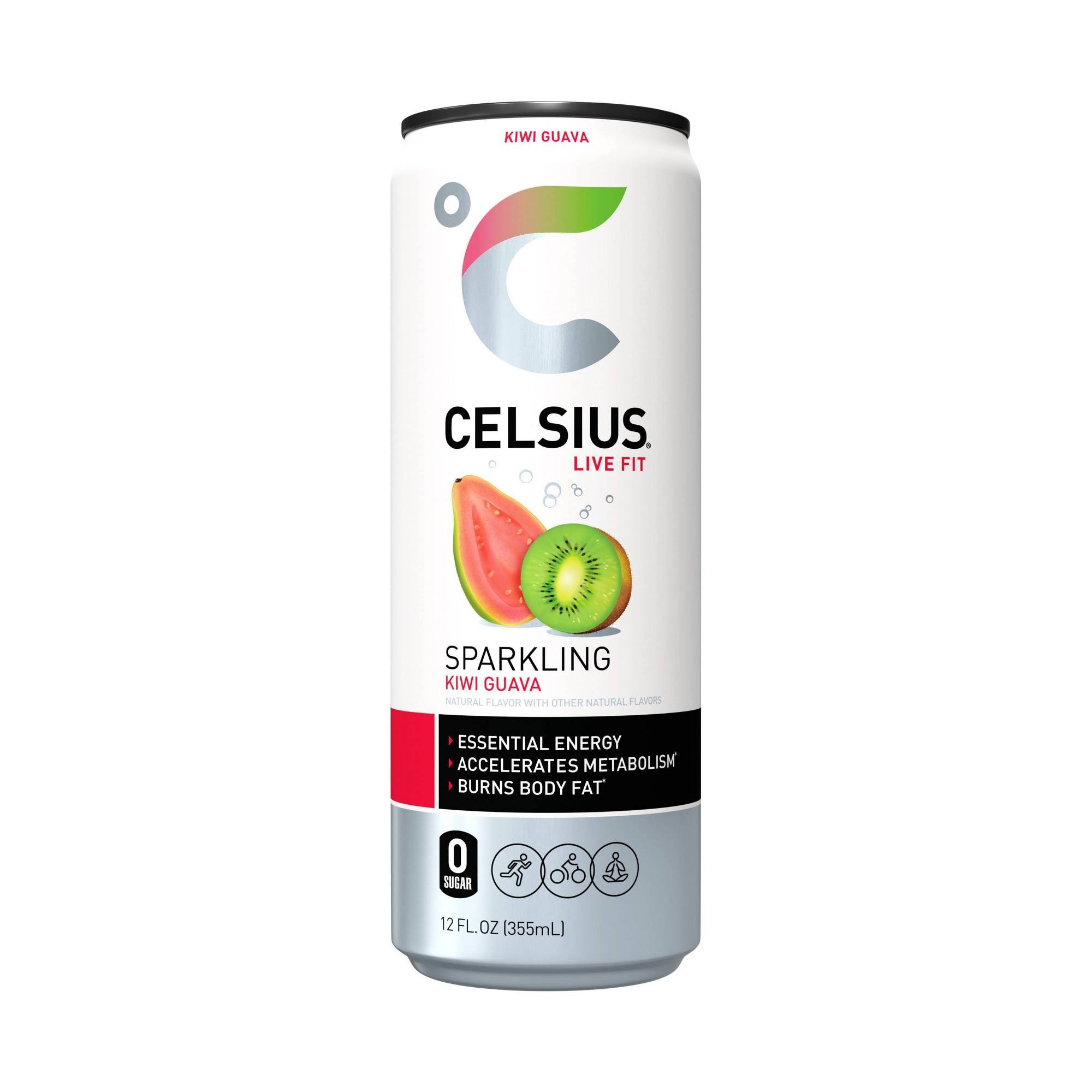 Celsius Zero Sugar Fitness Energy Drink - 12-Pack Sparkling Kiwi Guava 12 oz.