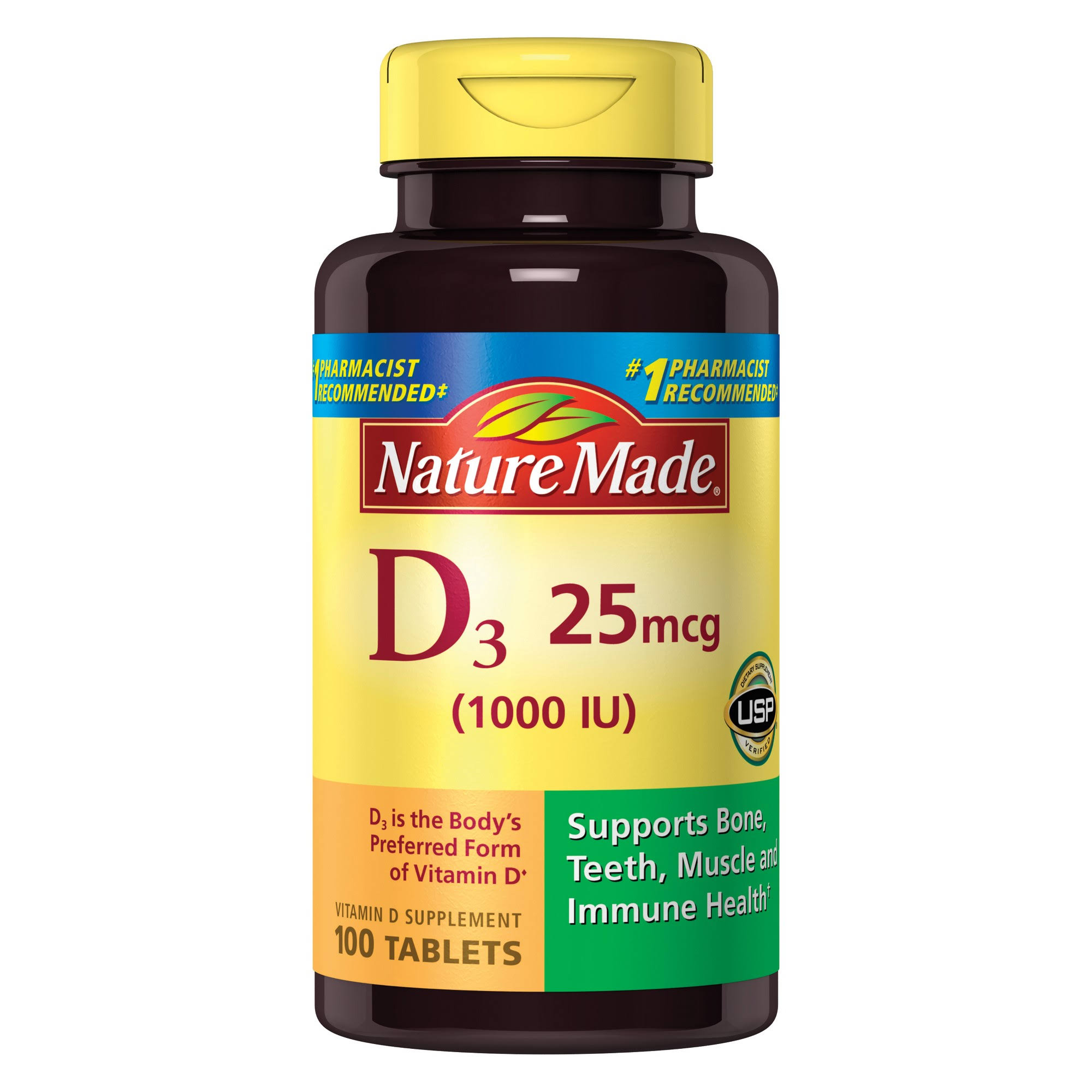 Nature Made D3 1000iu Vitamin D Supplement Tablets - 100ct