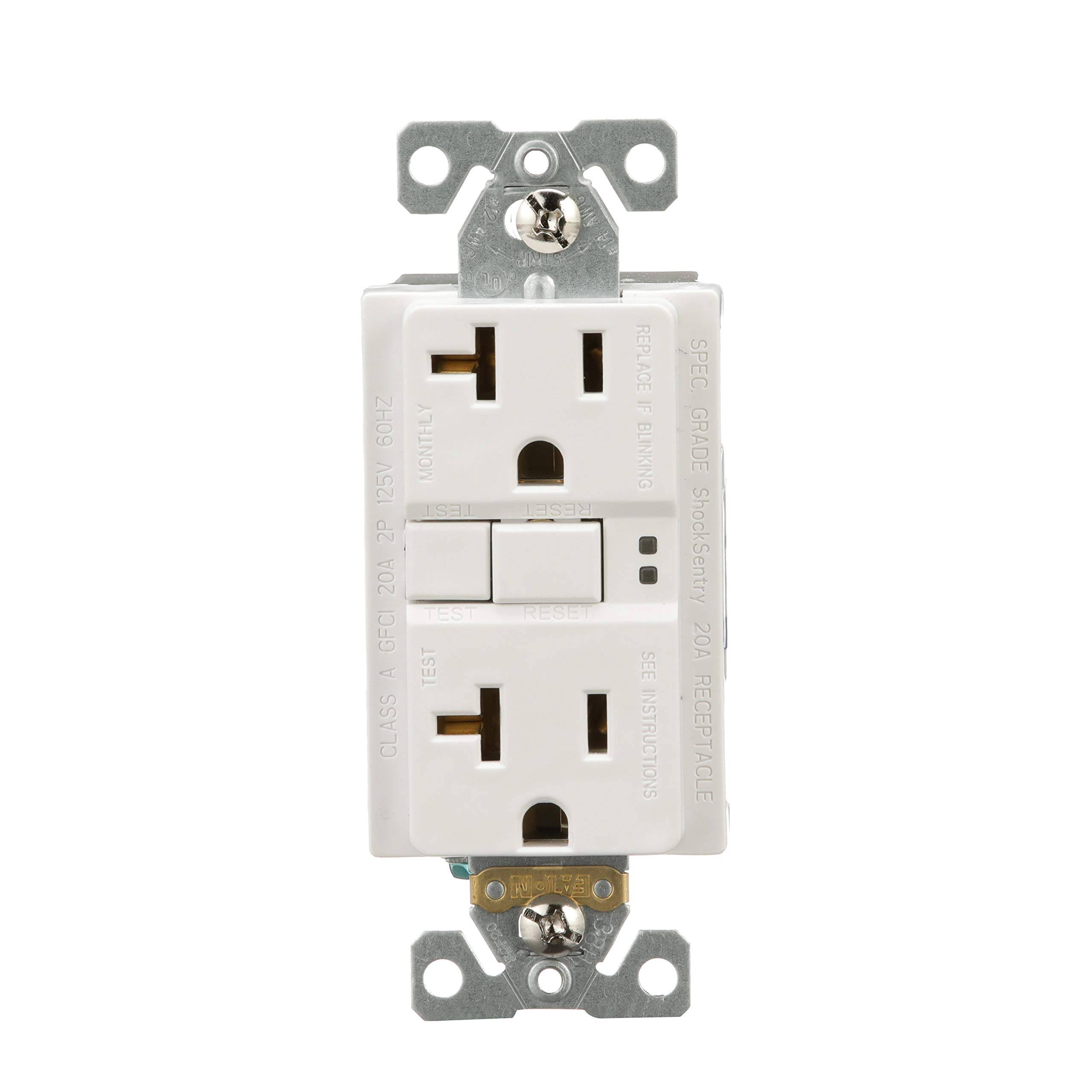 Eaton GFCI Self-Test Duplex Receptacle with Standard Wallplate - White, 20A, 125V