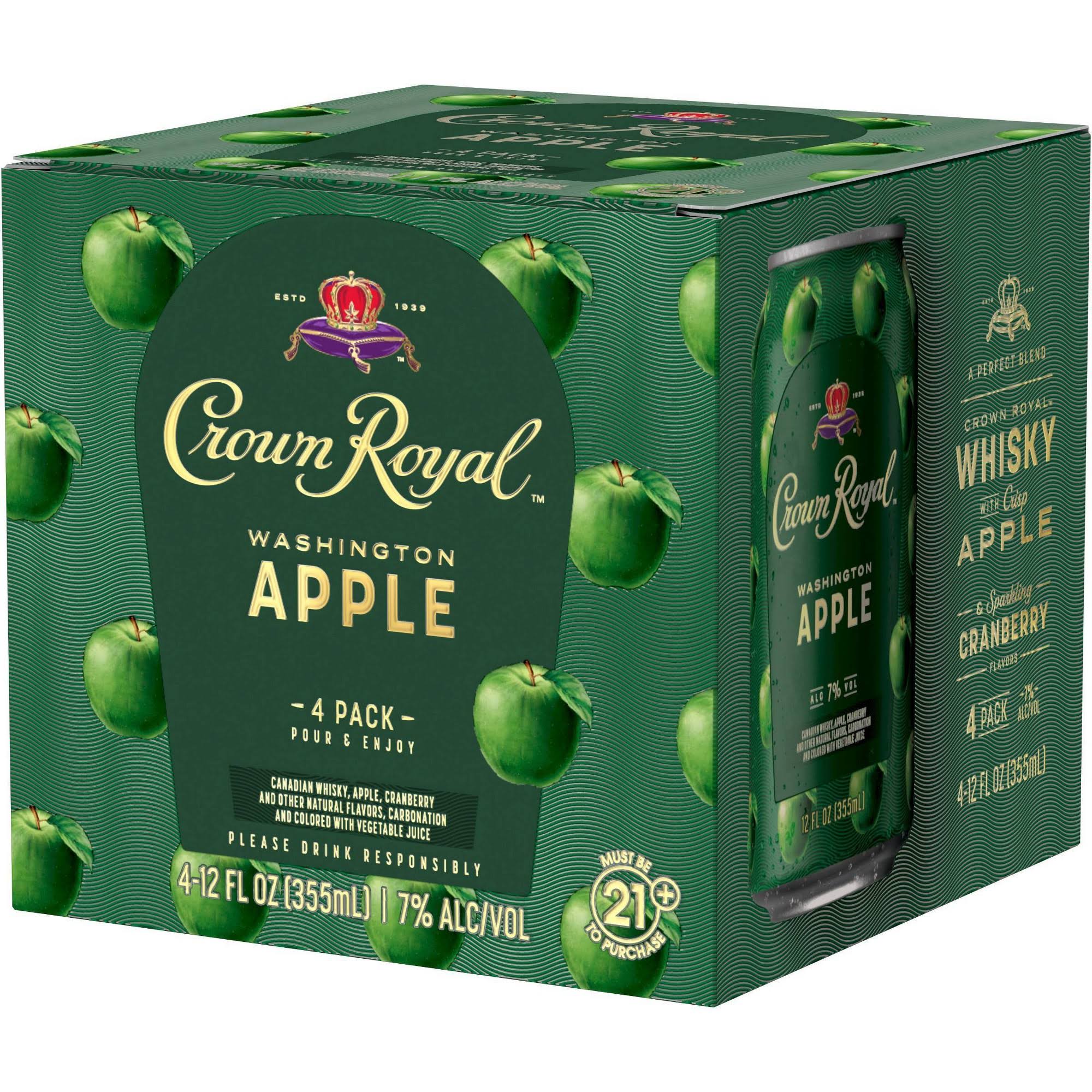 Crown Royal Whisky Cocktail, Washington Apple, 4 Pack - 4 pack, 12 fl oz cans