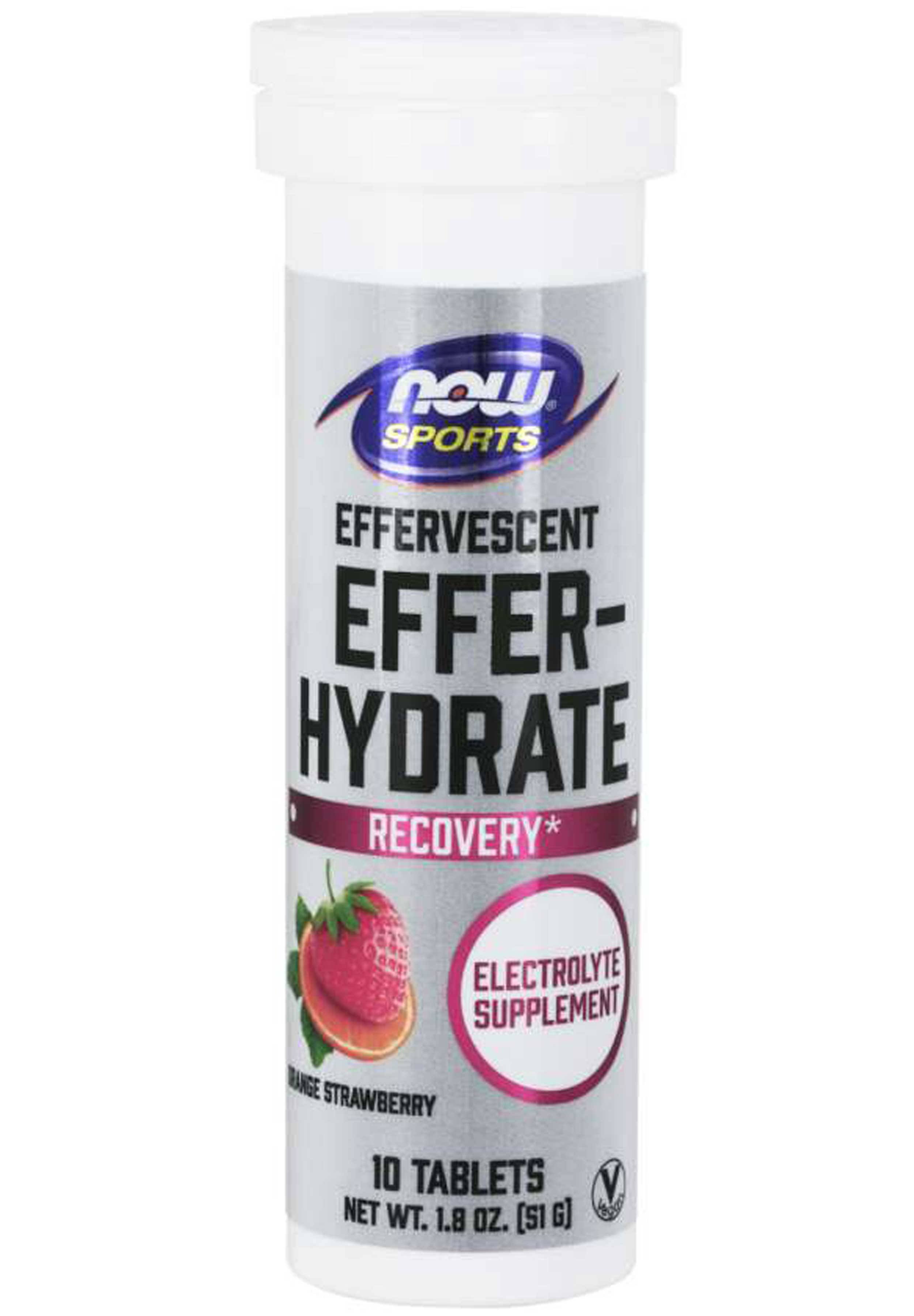 NOW Foods Effer-Hydrate Effervescent - 10 Tablets Orange Strawberry