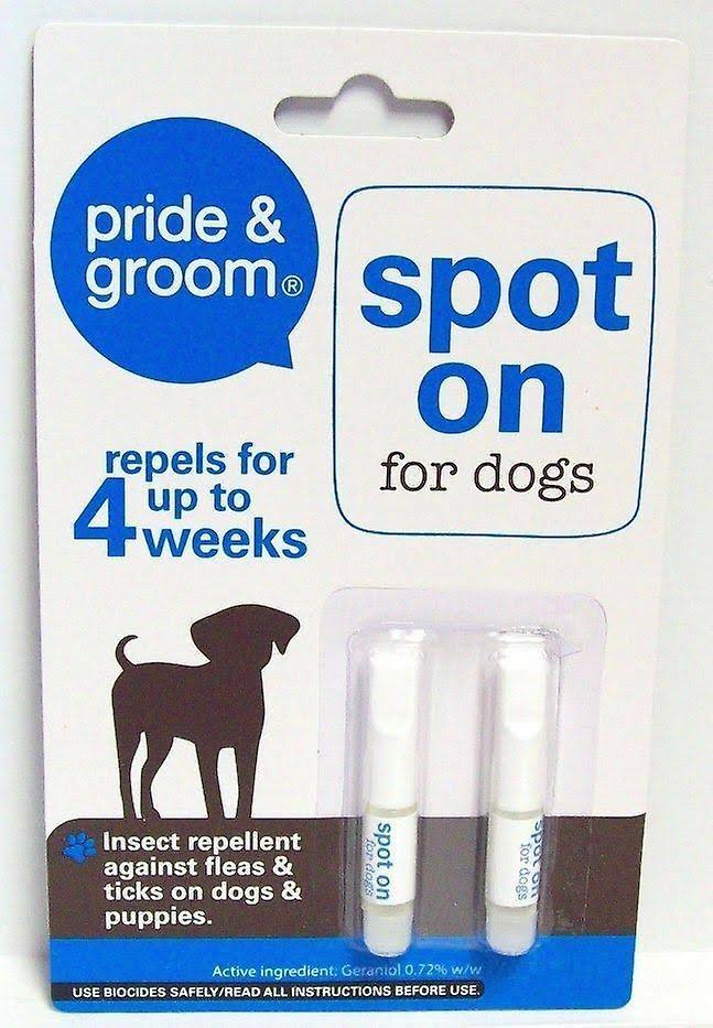 Pride & Groom Pack Of 2 Spot On For Dogs Puppies Flea Tick Treatment Repellent