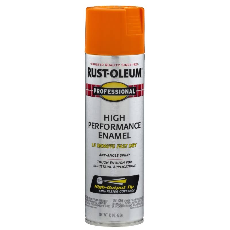 Rustoleum Professional High Performance Topcoat Enamel Spray Paint - Safety Orange, 15oz