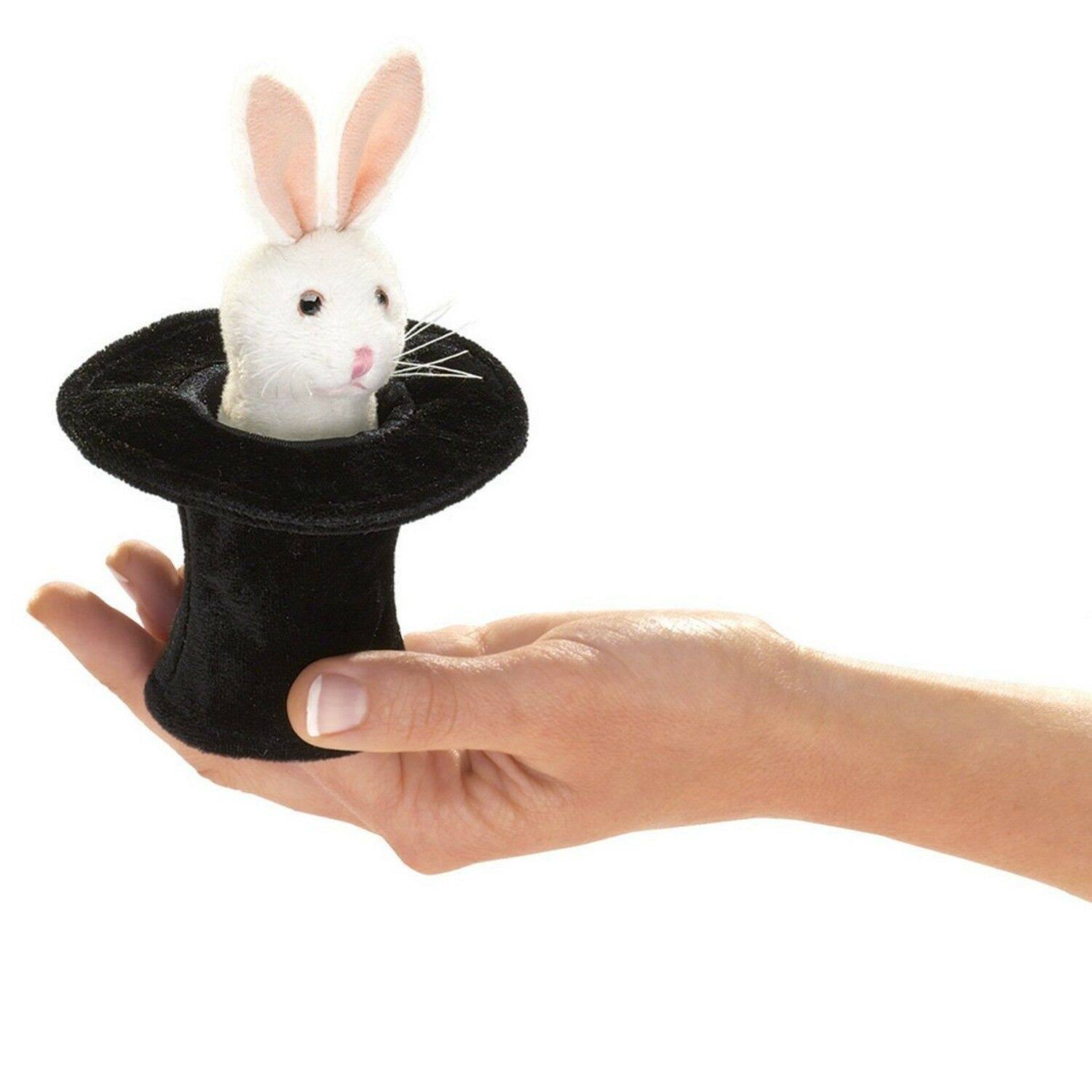 Folkmanis Mini Rabbit in Hat Finger Puppet
