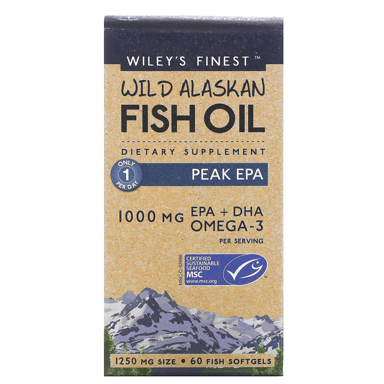 Wiley's Finest Wild Alaskan Fish Oil EPA + DHA Omega 3 Supplements - 60ct