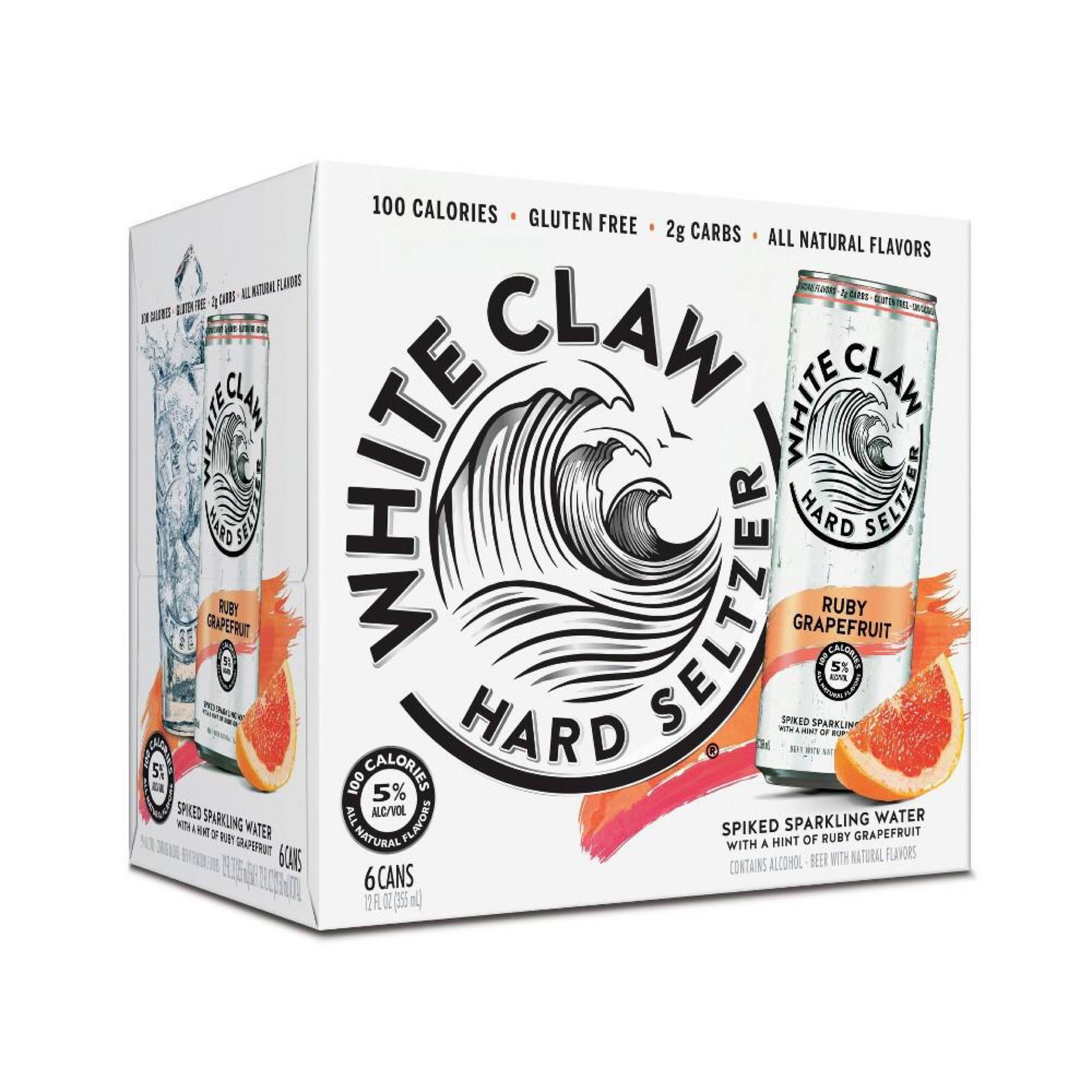 White Claw Sparkling Water - Ruby Grapefruit, 6 Cans