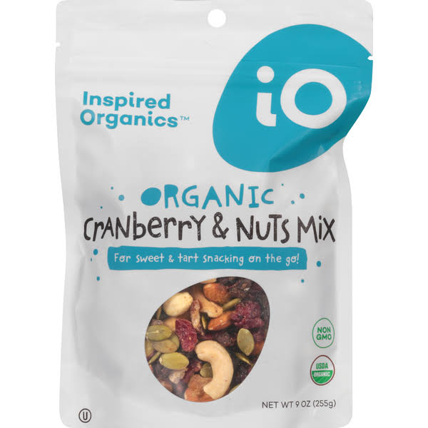 Inspired Organics Cranberry & Nuts Mix, Organic - 9 oz