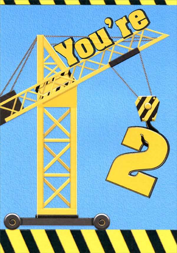 Designer Greetings Construction Crane . / 2nd Birthday Card for Boy | Party Decorations & Supplies