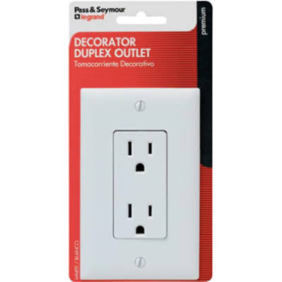 Pass and Seymour Duplex Receptacle - 15A, 125V, White