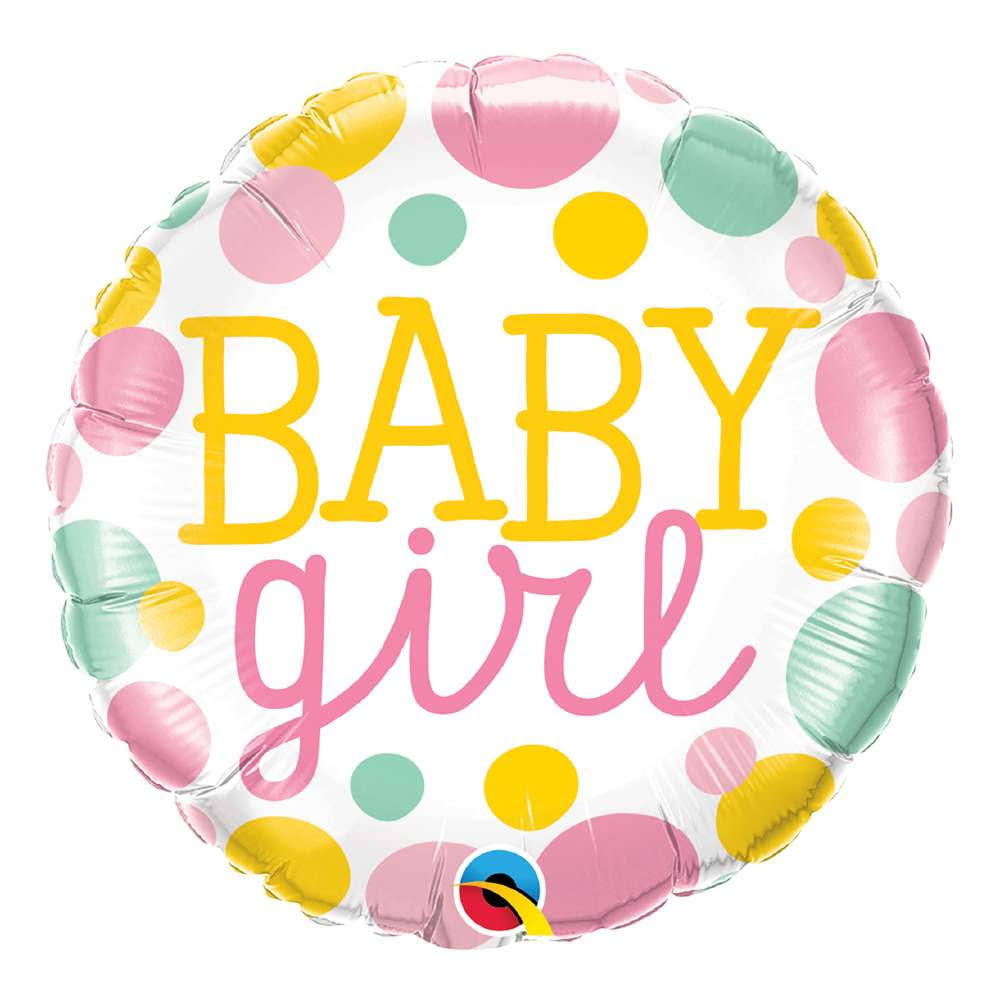 Qualatex Baby Girl Dots Round Foil Balloon