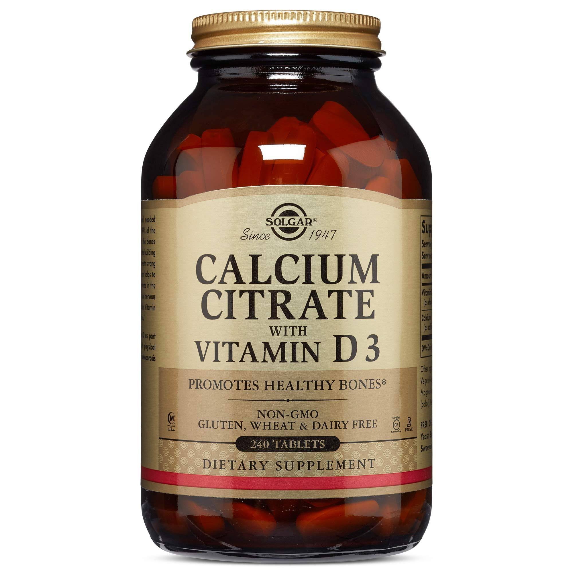 Solgar Calcium Citrate with Vitamin D3 Dietary Supplement - 240 Tablets
