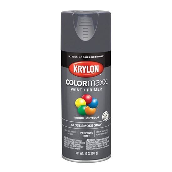 Krylon COLORmaxx K05539007 Spray Paint, Gloss, Smoke Gray, 12 oz Aerosol Can