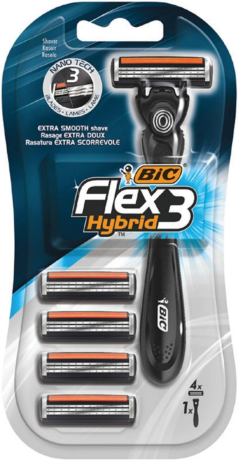 BIC Flex 3 Hybrid Men's Razors 1 Handle + 4 Refills Pack