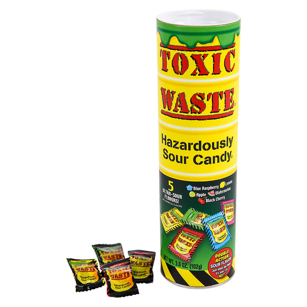 Toxic Waste Hazardously Sour Candy Assorted 3.6 oz Tube