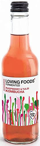 Loving Foods Certified Organic Raspberry Tulsi Kombucha 330ml Raw