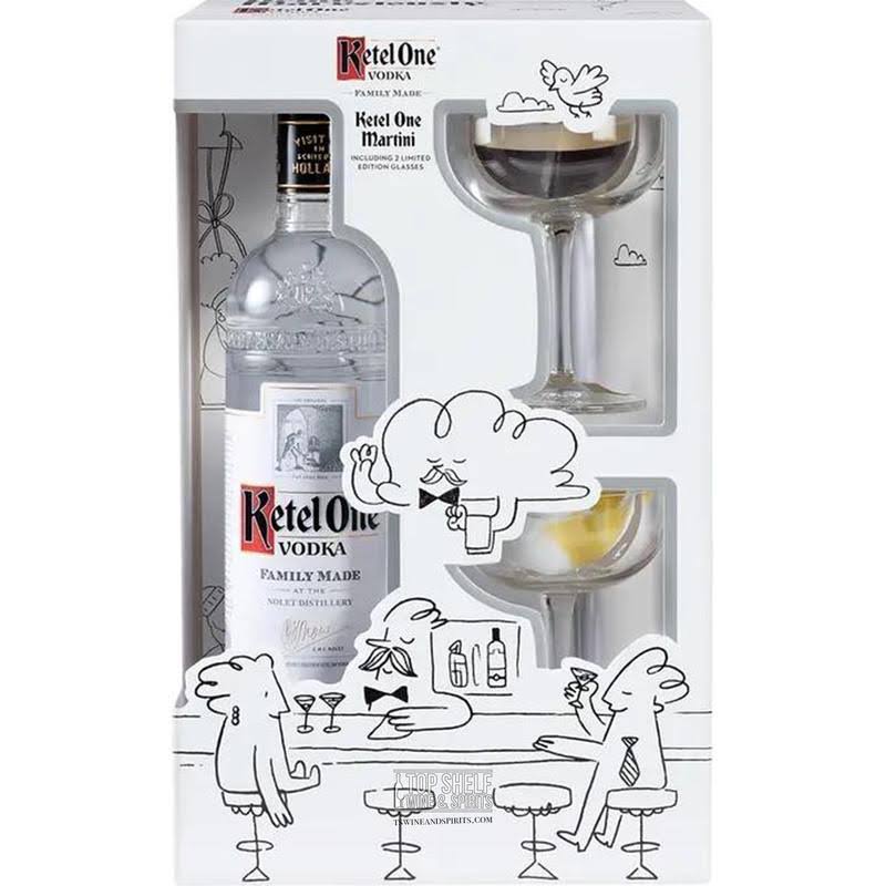 Ketel One Vodka with Two Limited Edition Martini Glasses | 750ml