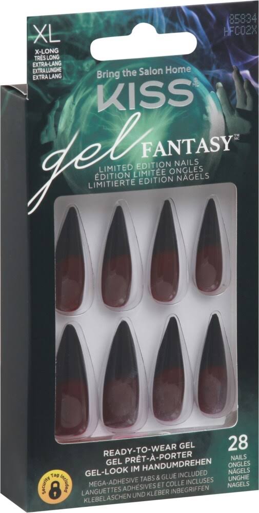 Kiss Gel Fantasy 28 Set Extra Long XL Halloween Nails Glue-on Nails Sleepless