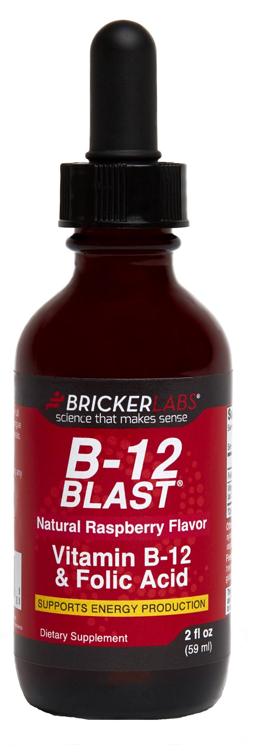 Bricker Labs B12 Blast Vitamin B12 and Folic Acid Supplement - Raspberry, 2oz