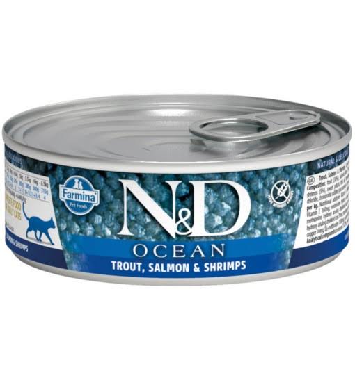 N&D Ocean Adult Cat Wet Foods - Trout, Salmon and Shrimp, 80g