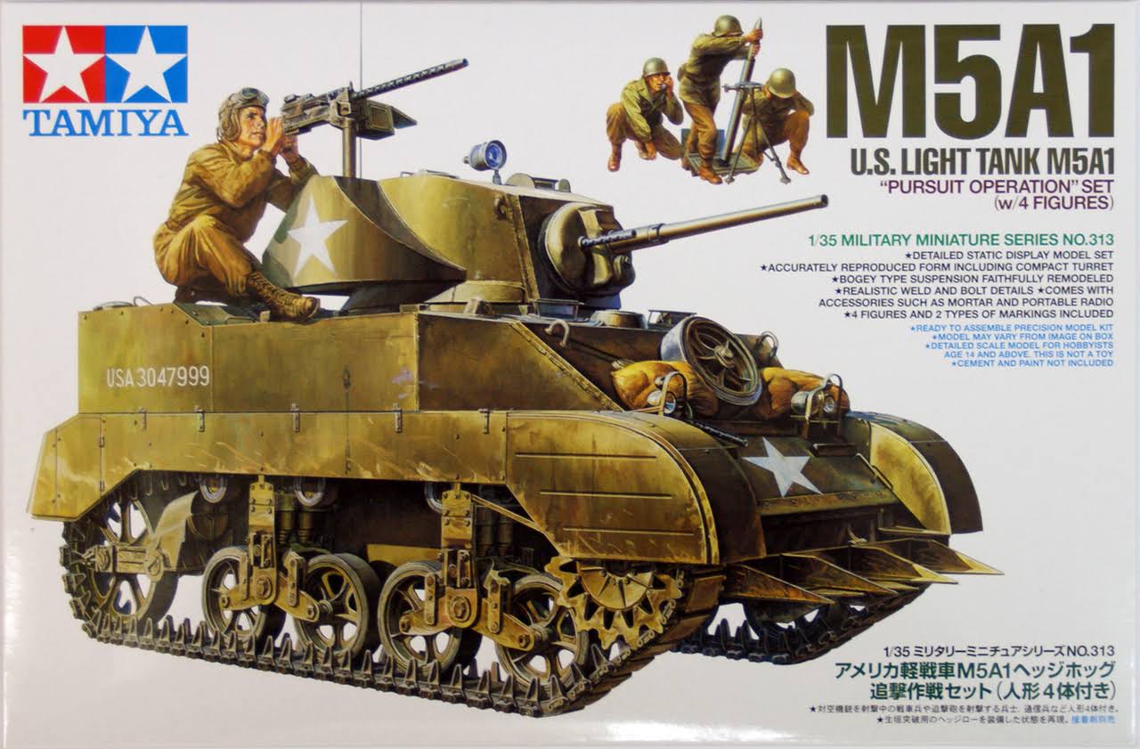 Tamiya 1/35 US M5A1 Light Tank with 4 Figures