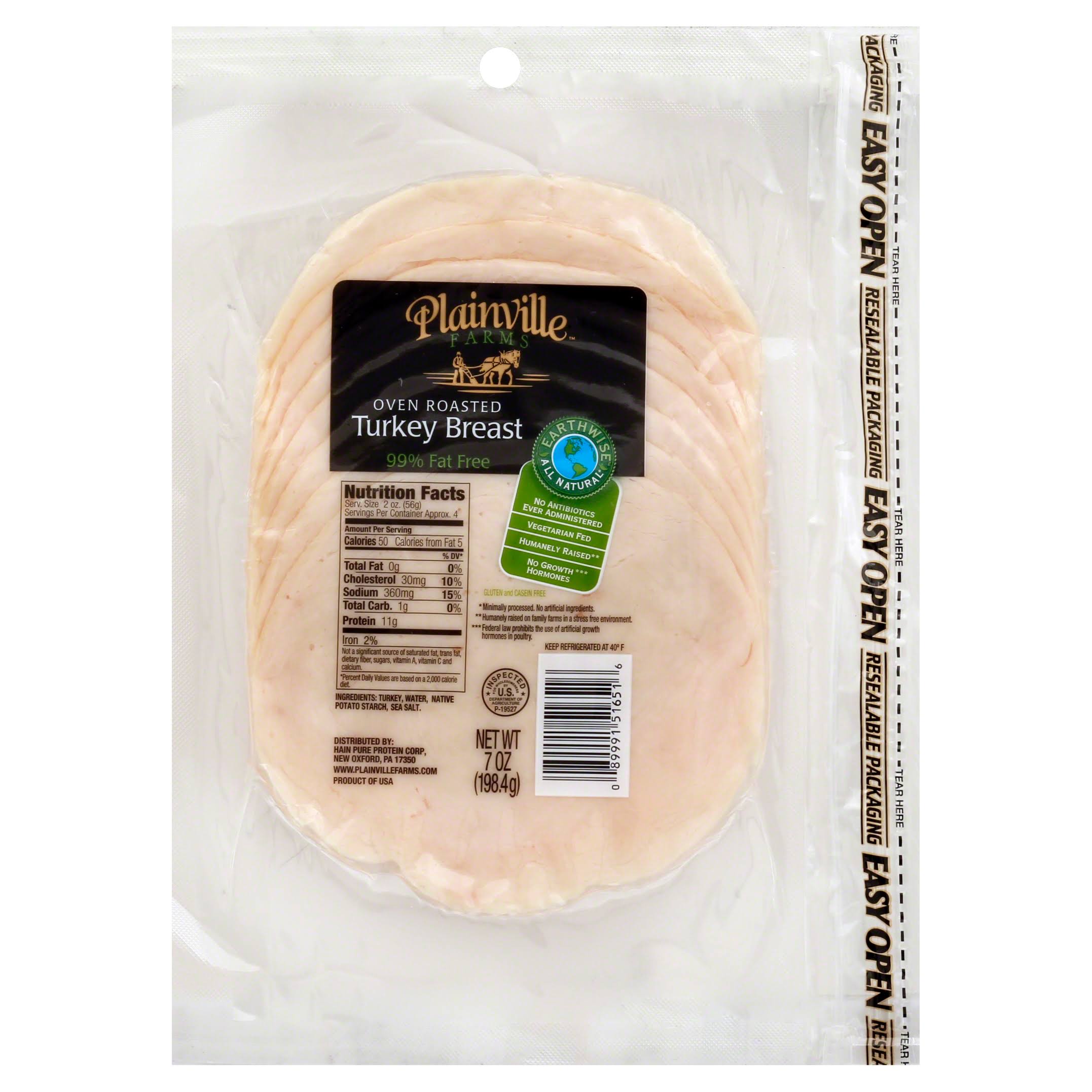 Plainville Farms Turkey Breast, Oven Roasted - 7 oz