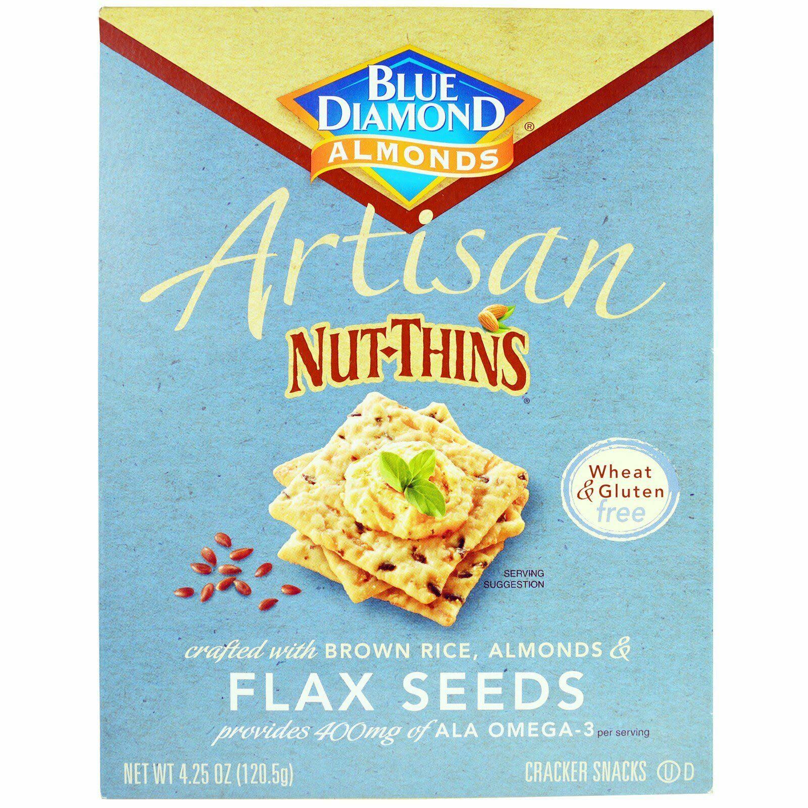 Blue Diamond Almonds Artisan Nut-Thins Flax Seeds Cracker Snacks - 4.25 oz