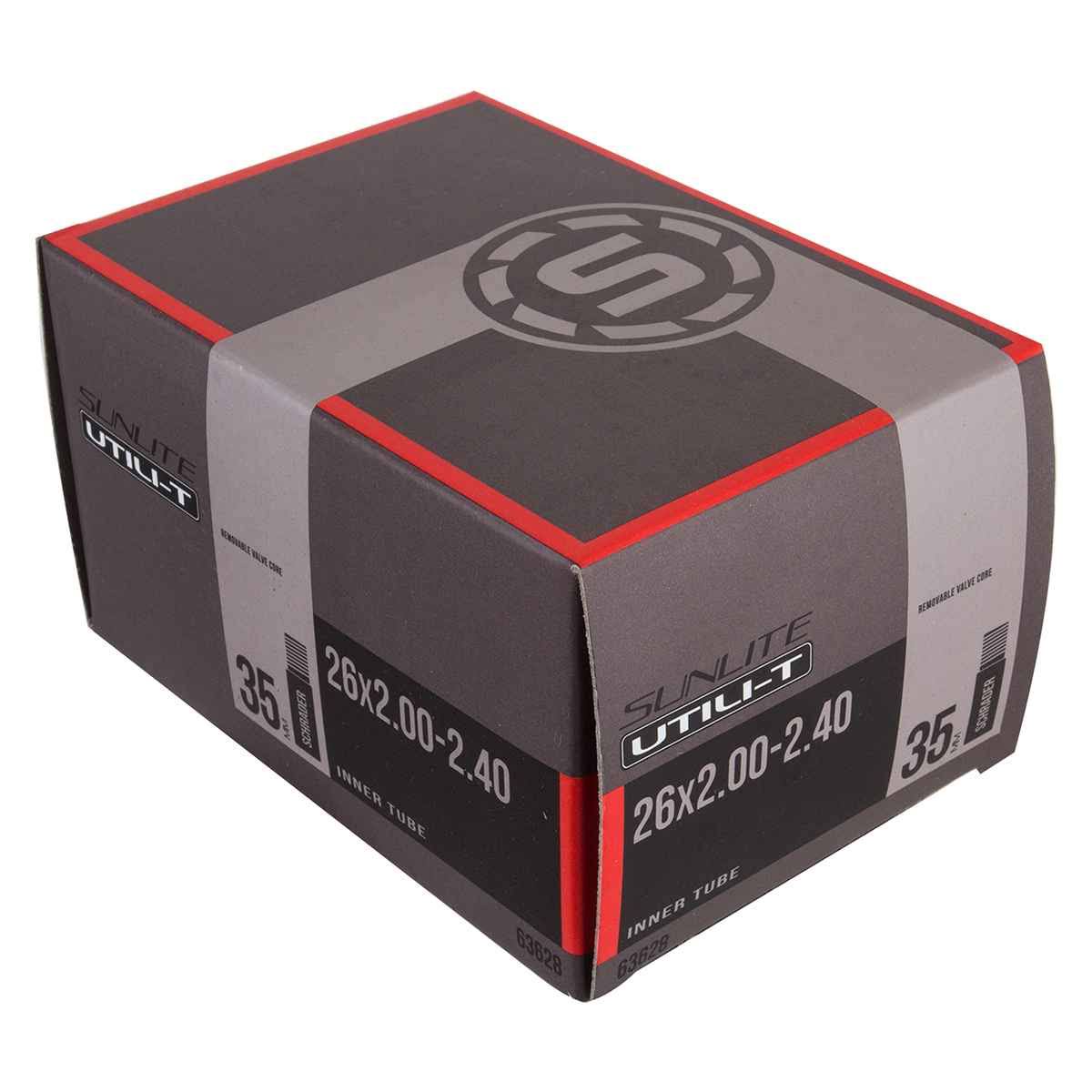 Sunlite Utili-T Standard Schrader Valve Tubes - 26" x 2.00-2.40", 35mm, Black