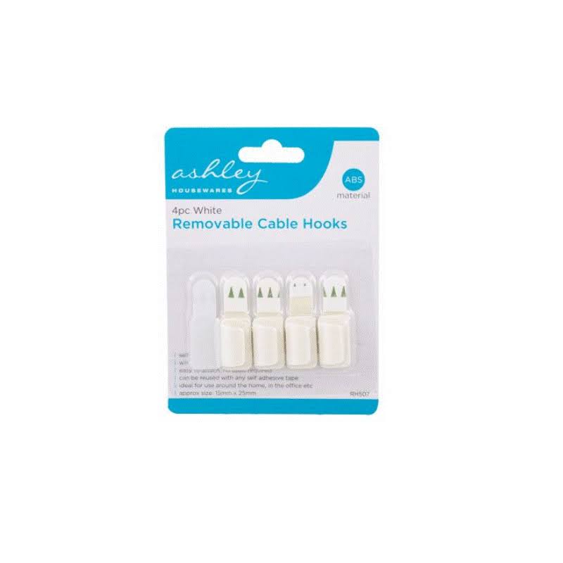 4pc White Removable Cable Hooks RH508
