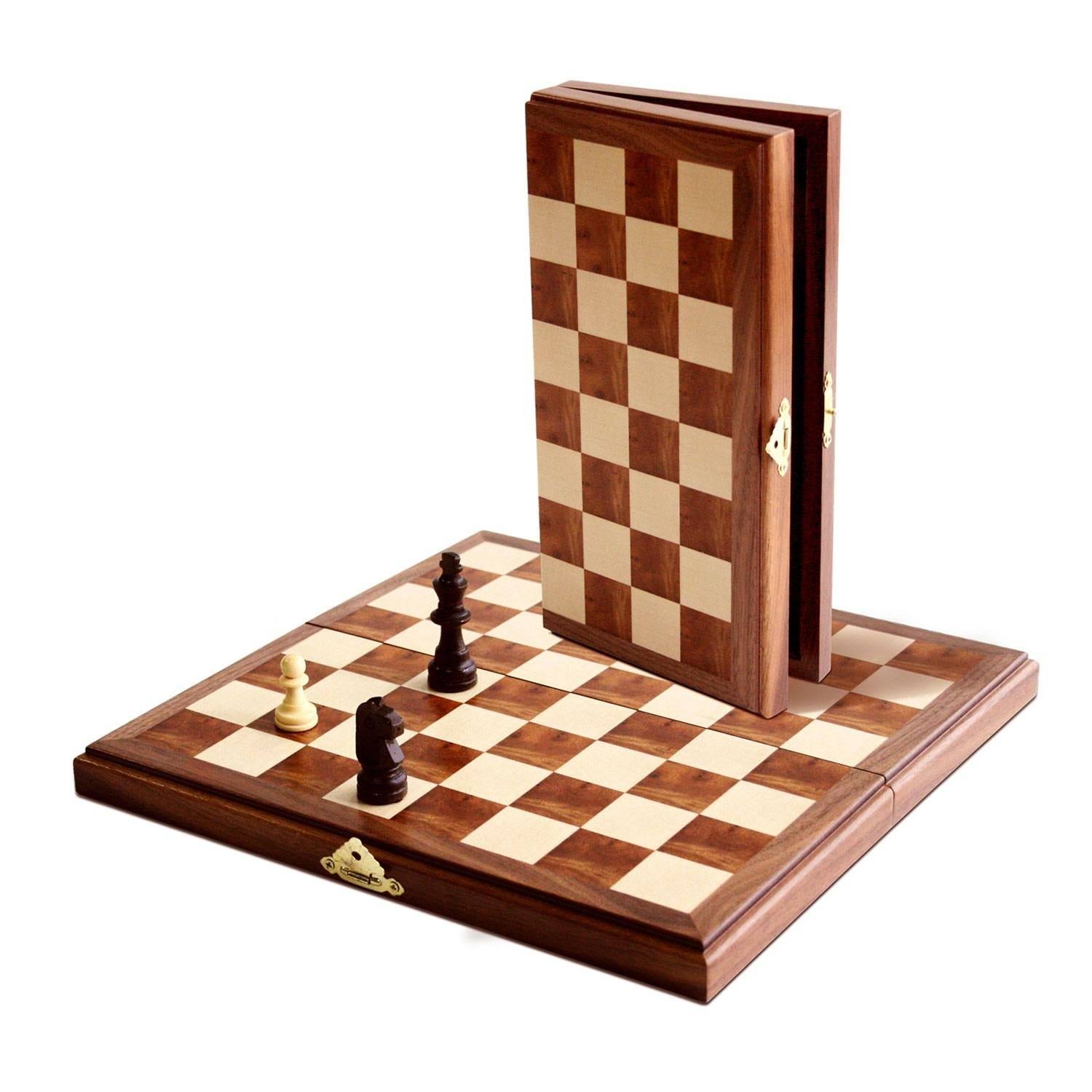Travel Magnetic Folding Wood Chess Set - Walnut