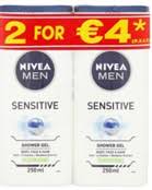 Nivea for Men Sensitive Shower GEL 250ml - 2 Pack