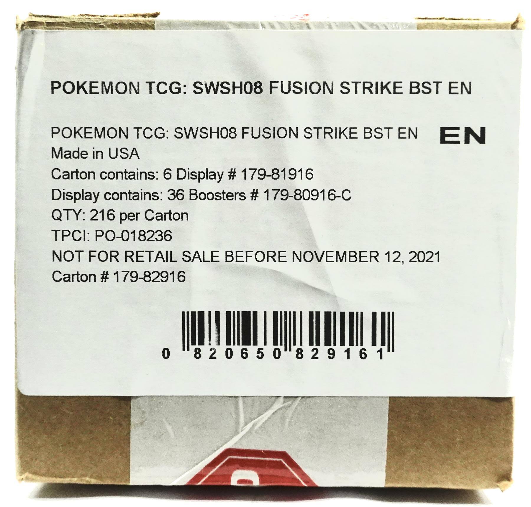 Pokemon Sword & Shield Fusion Strike Booster 6 Box Case
