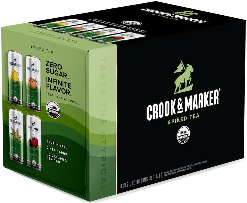 Crook & Marker Beer, Iced Tea, Classic - 8 pack, 11.5 fl oz slim cans