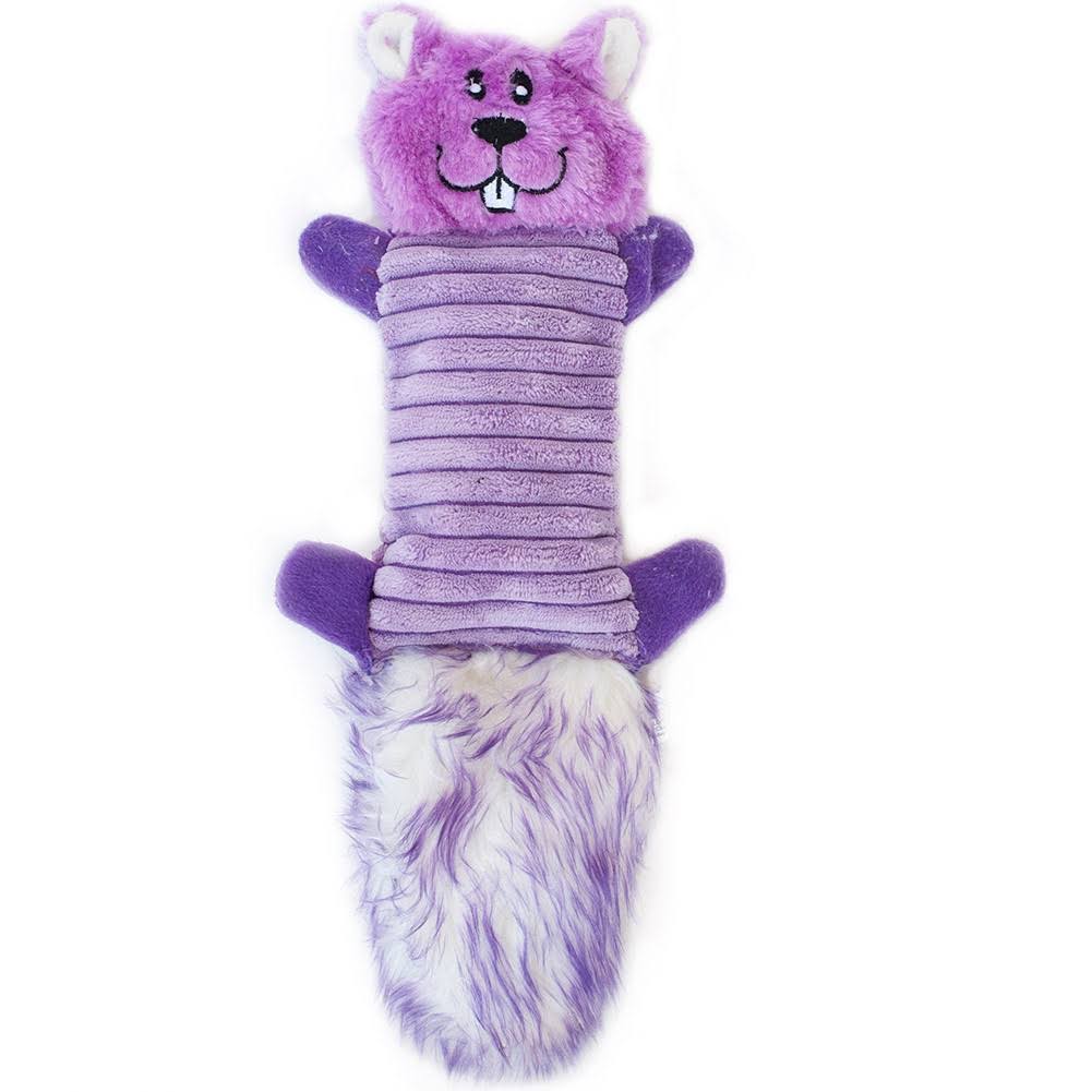 ZippyPaws Zingy No Stuffing Plush Dog Toy - Purple, Chipmunk, 3 Squeaker