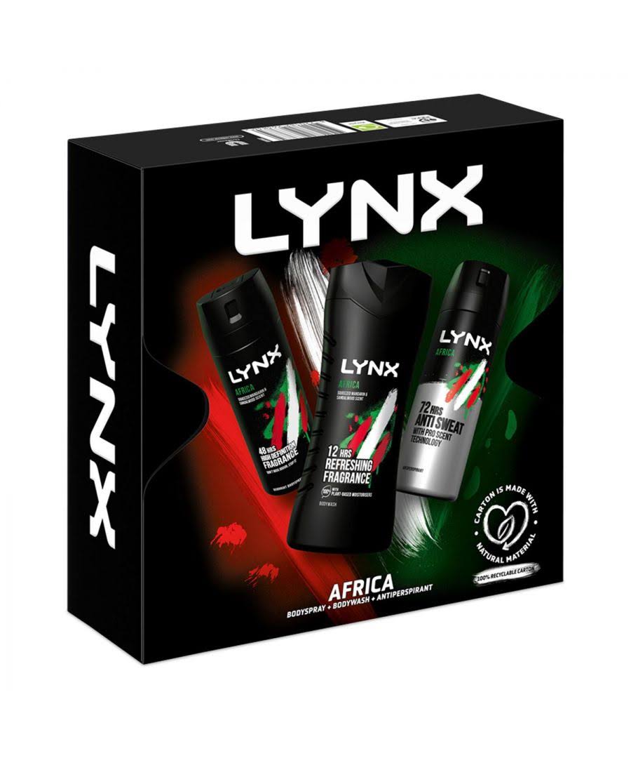 Lynx Africa Trio Gift Set for Men Bodyspray, Bodywash & APA Deo