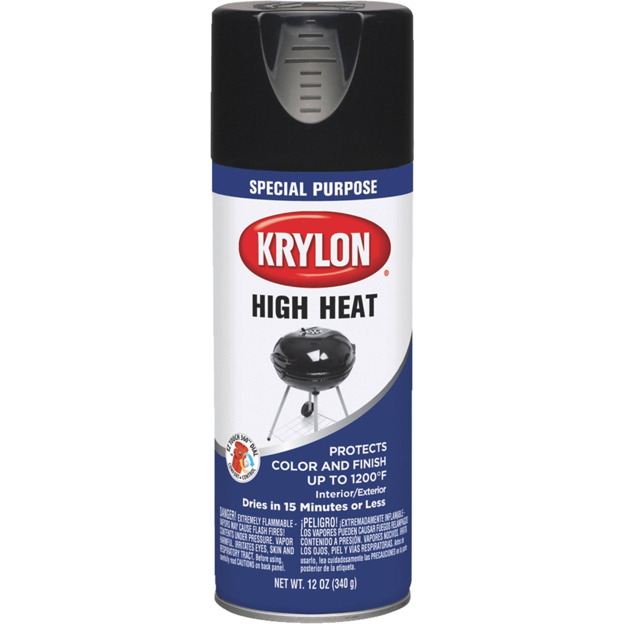 Krylon High Heat Satin Spray Paint, Black, 12 oz.